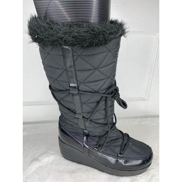 London Fog Womens Quilted Water-Resistant Winter Snow Boots With Faux Fur Size 6 - Picture 4 of 8